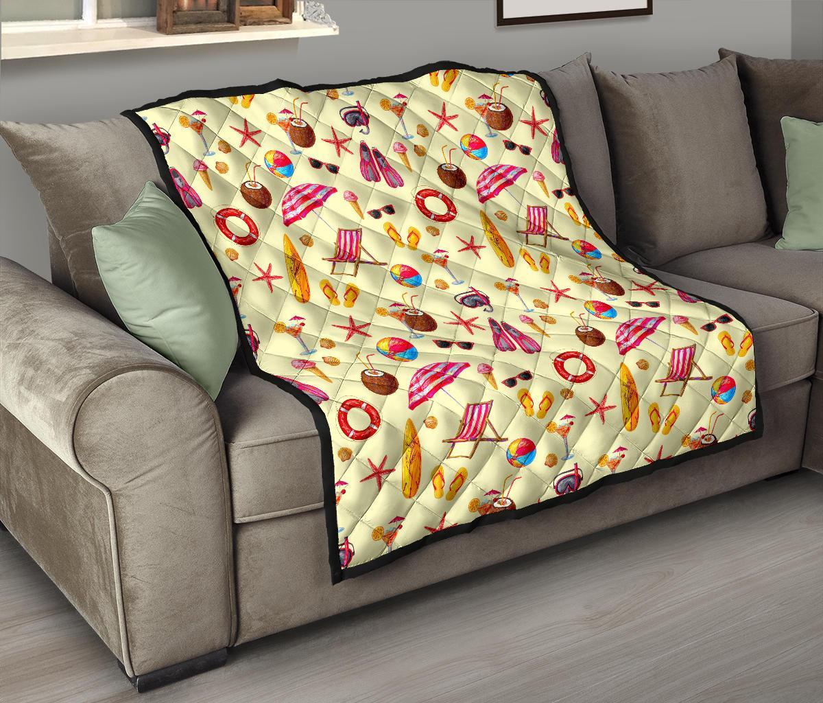 Beach Pattern Print Quilt-grizzshop