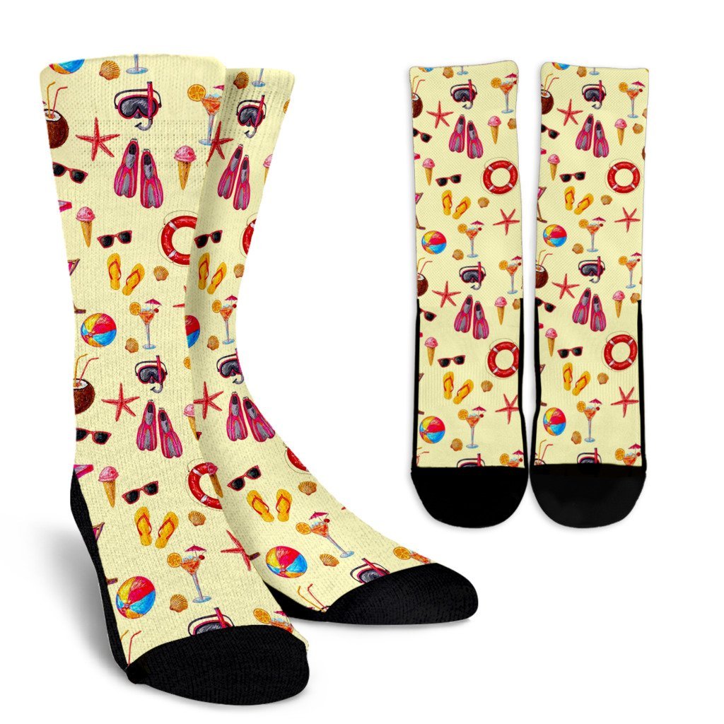 Beach Pattern Print Unisex Crew Socks-grizzshop