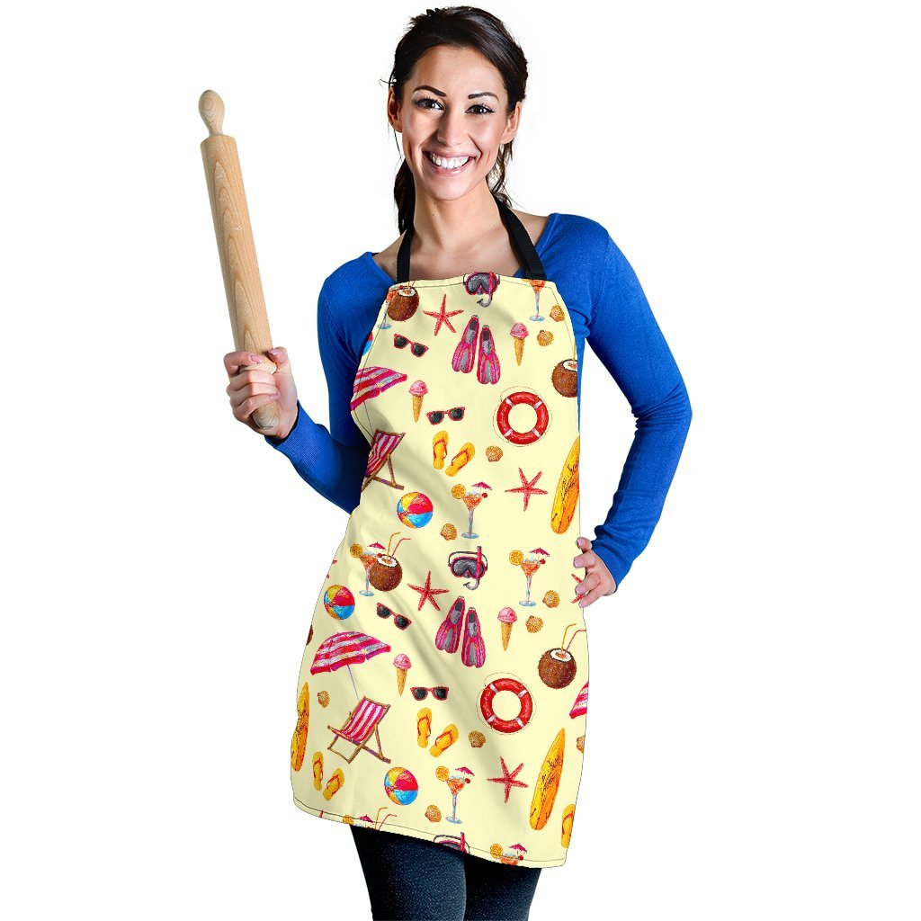 Beach Pattern Print Women's Apron-grizzshop