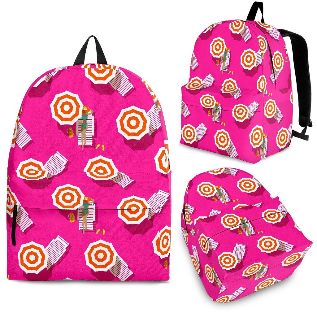 Beach Pink Pattern Print Backpack-grizzshop