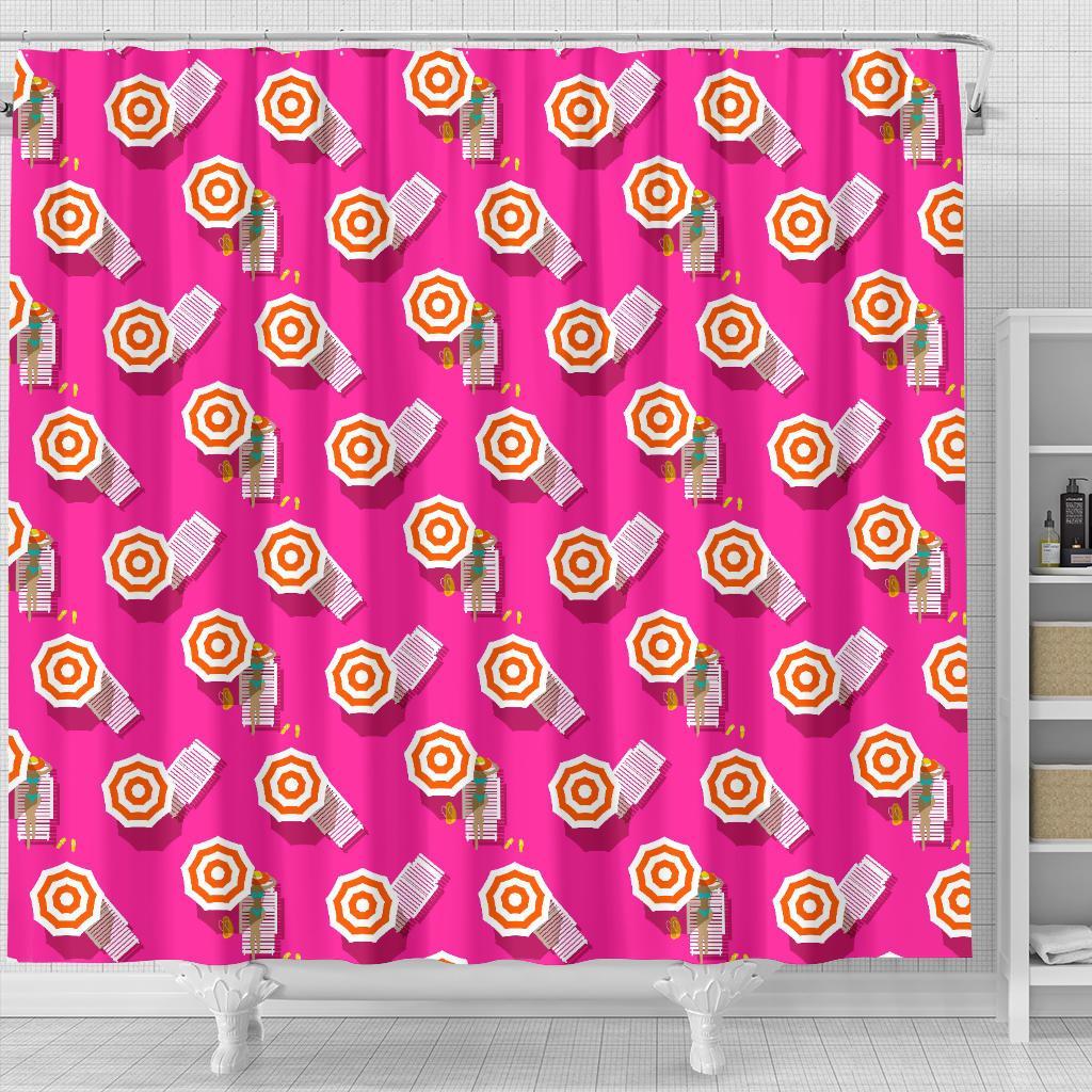 Beach Pink Pattern Print Bathroom Shower Curtain-grizzshop