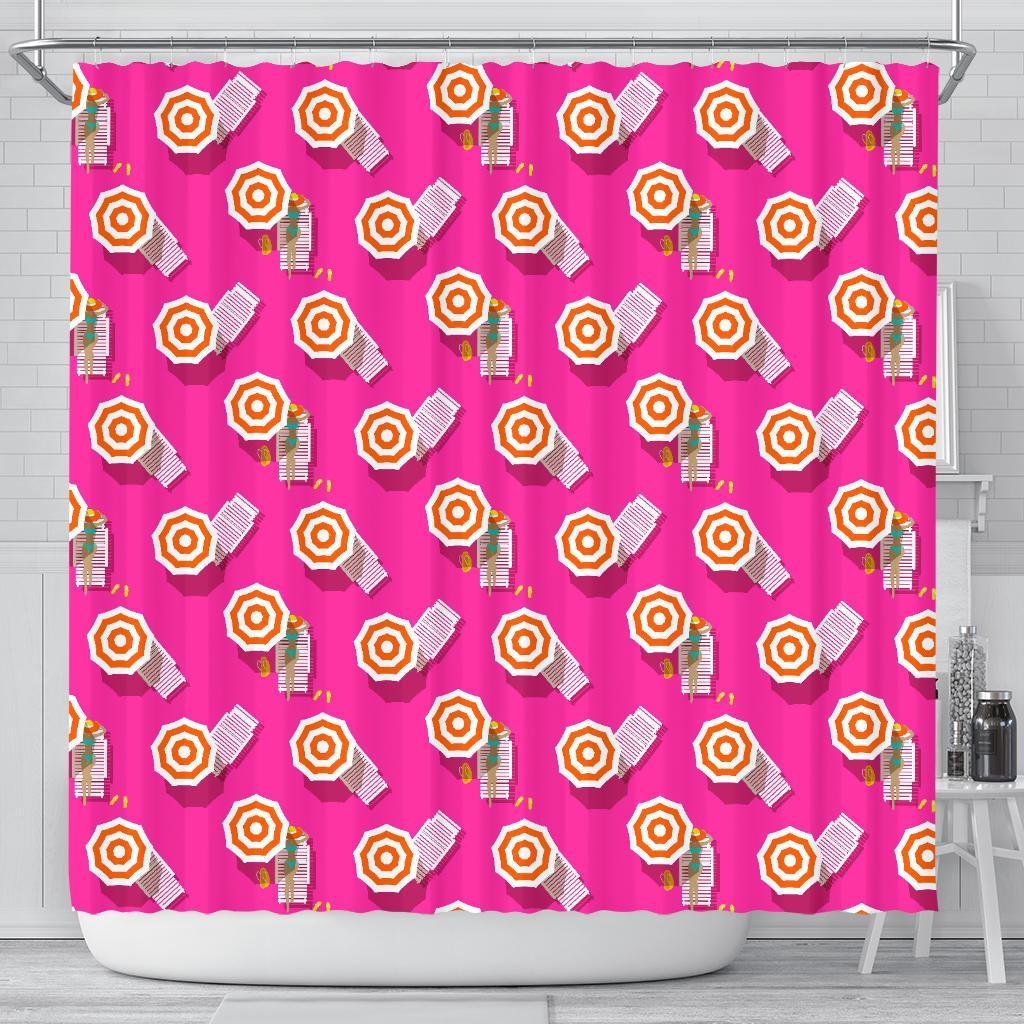 Beach Pink Pattern Print Bathroom Shower Curtain-grizzshop