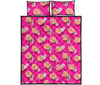 Beach Pink Pattern Print Bed Set Quilt-grizzshop