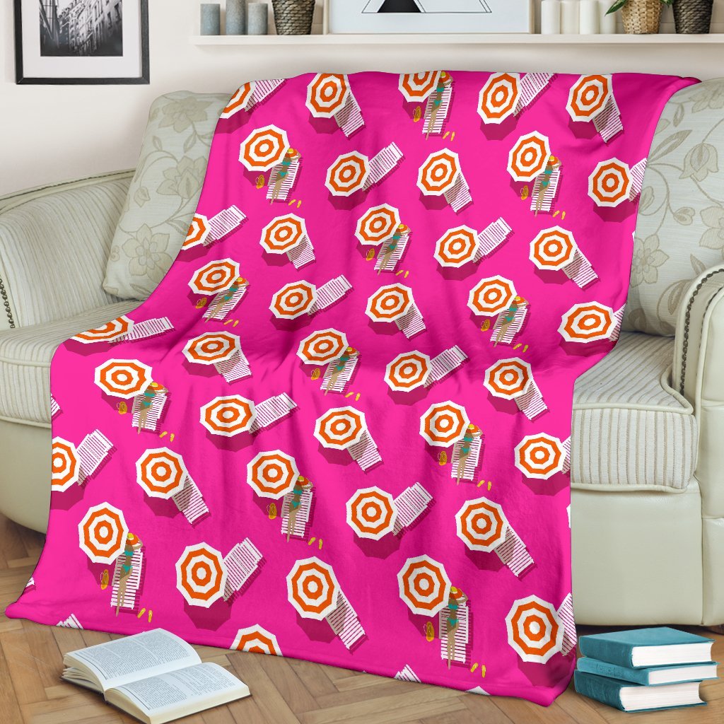 Beach Pink Pattern Print Blanket-grizzshop