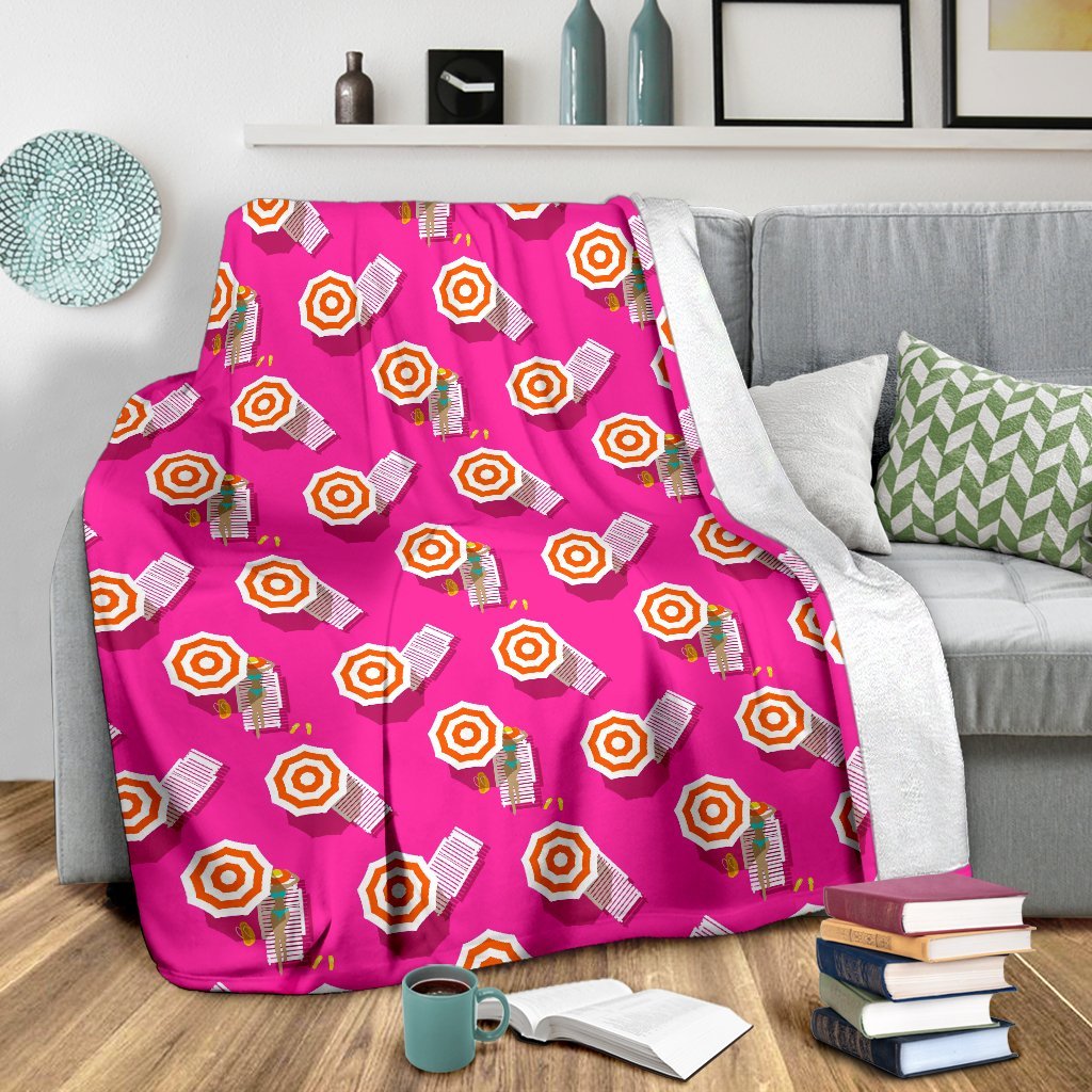 Beach Pink Pattern Print Blanket-grizzshop