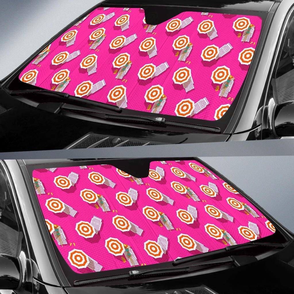 Beach Pink Pattern Print Car Sun Shade-grizzshop