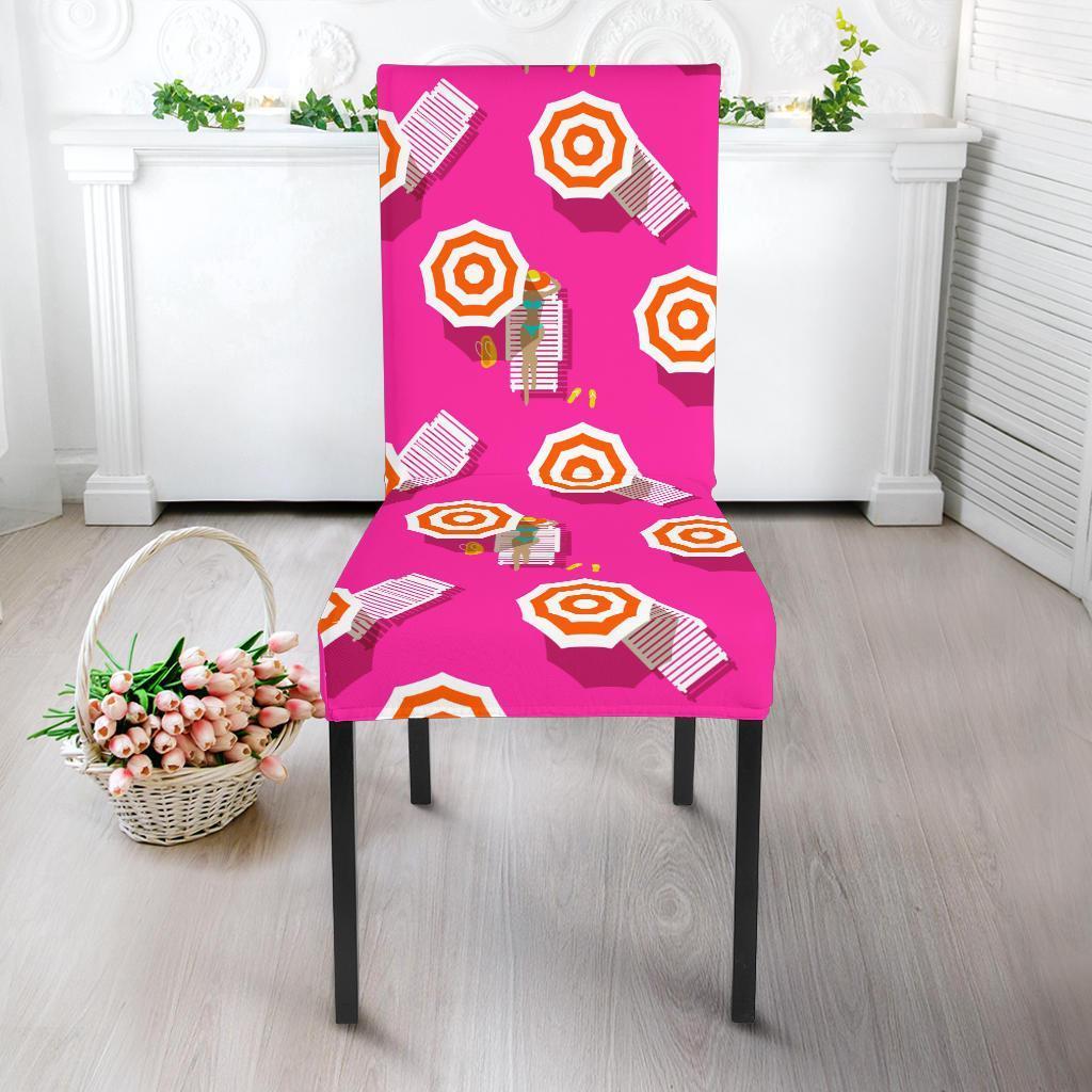 Beach Pink Pattern Print Chair Cover-grizzshop