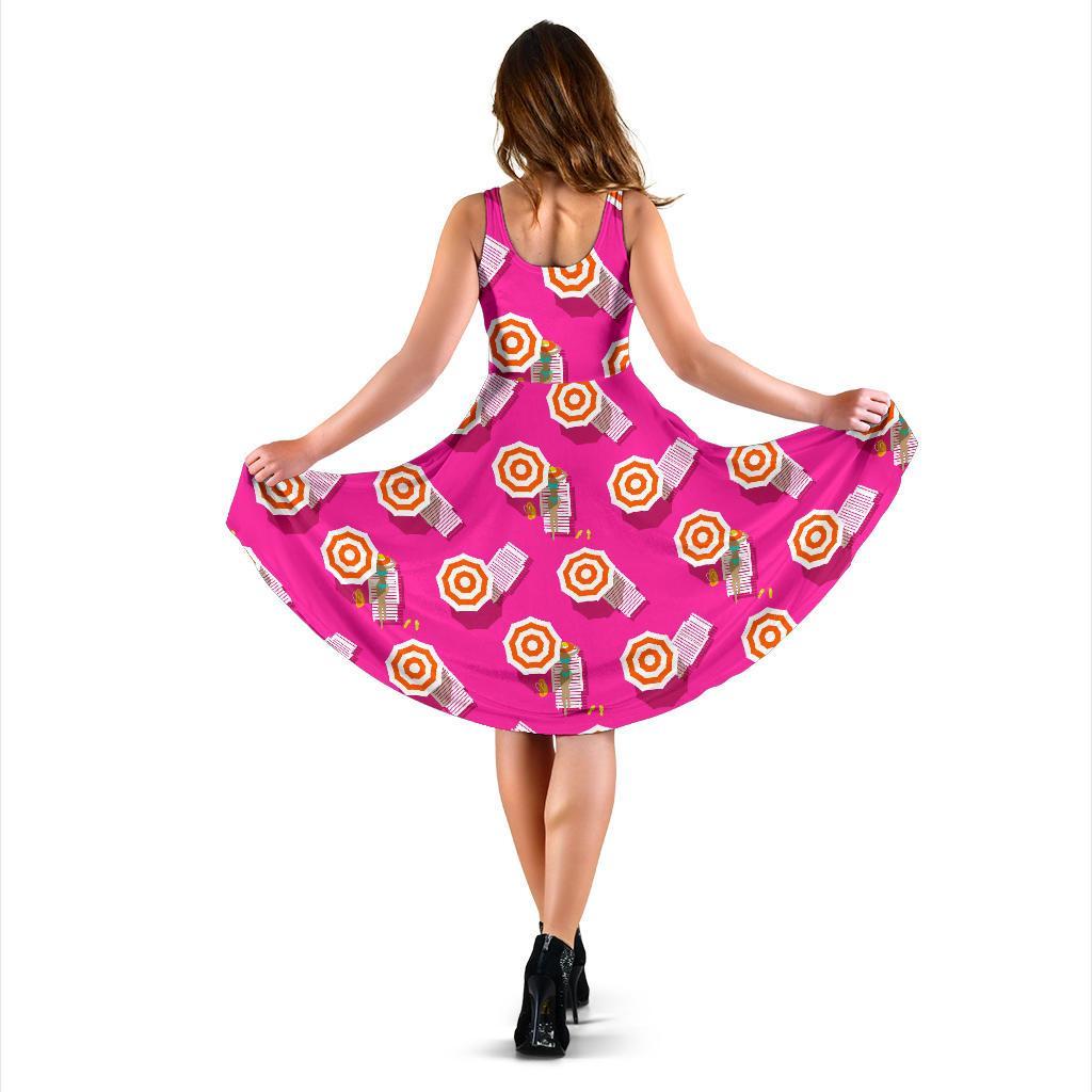 Beach Pink Pattern Print Dress-grizzshop