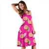 Beach Pink Pattern Print Dress-grizzshop