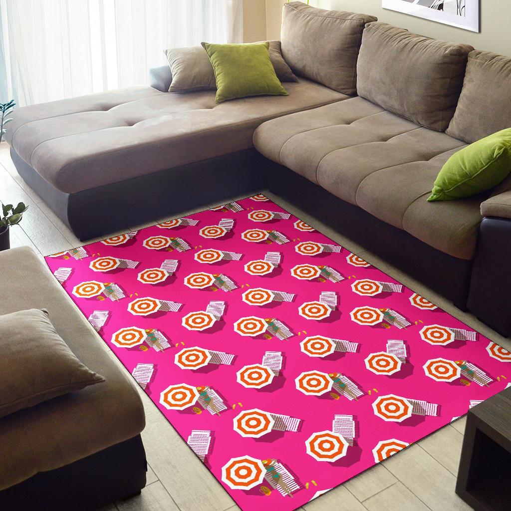 Beach Pink Pattern Print Floor Mat-grizzshop