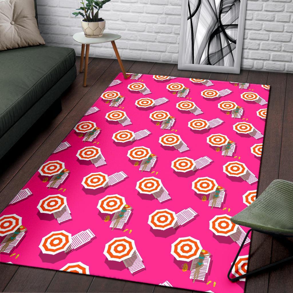 Beach Pink Pattern Print Floor Mat-grizzshop