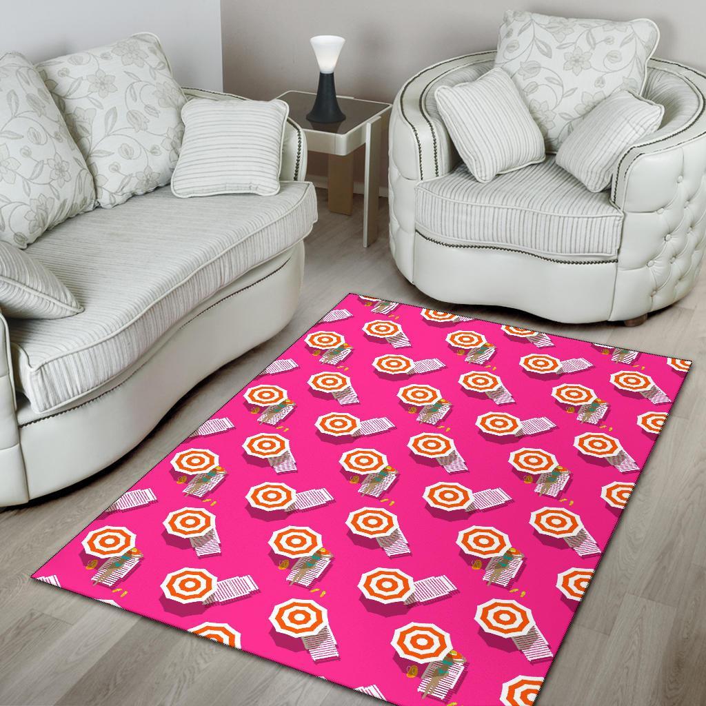 Beach Pink Pattern Print Floor Mat-grizzshop