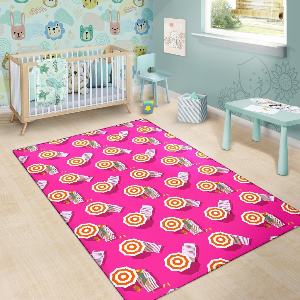 Beach Pink Pattern Print Floor Mat-grizzshop