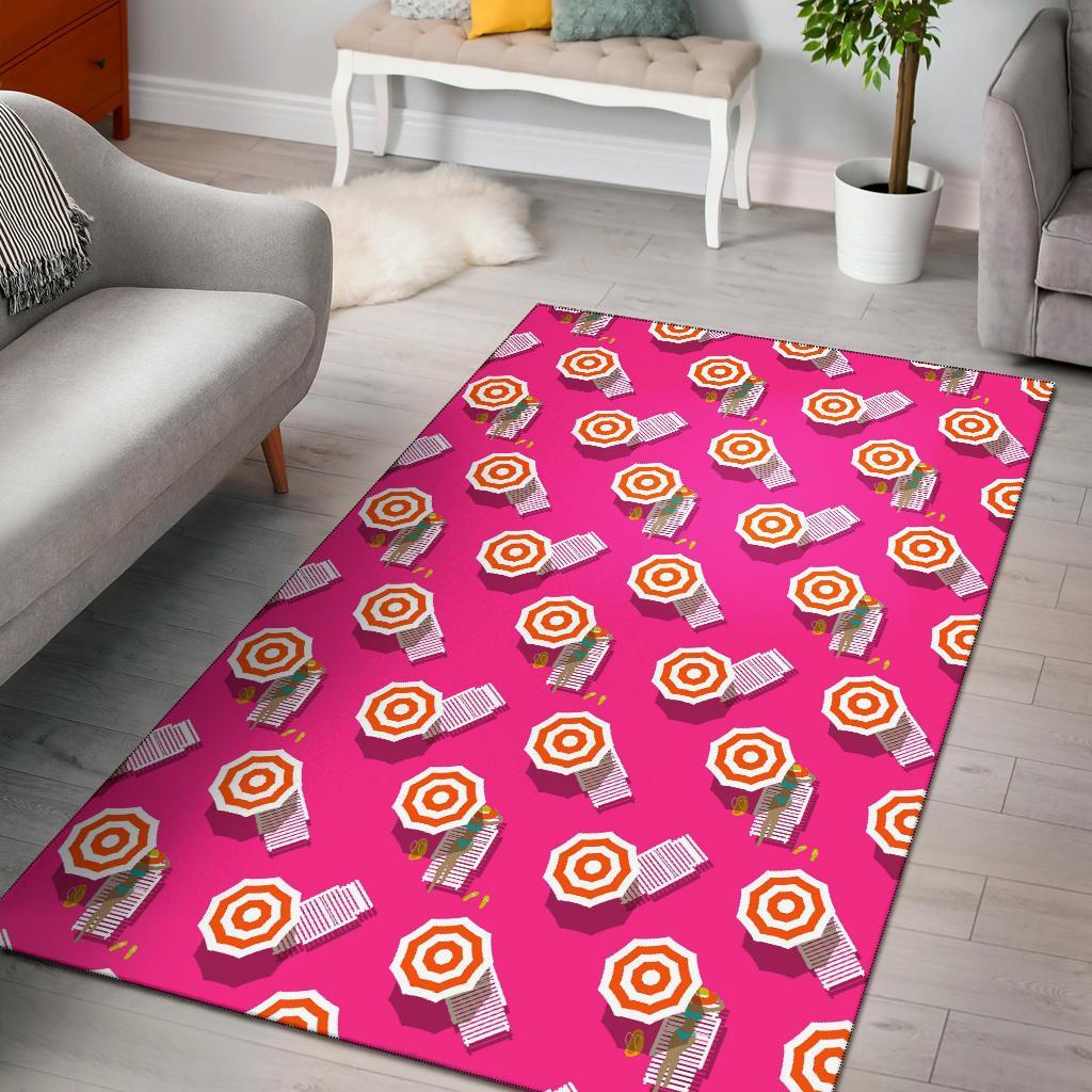 Beach Pink Pattern Print Floor Mat-grizzshop