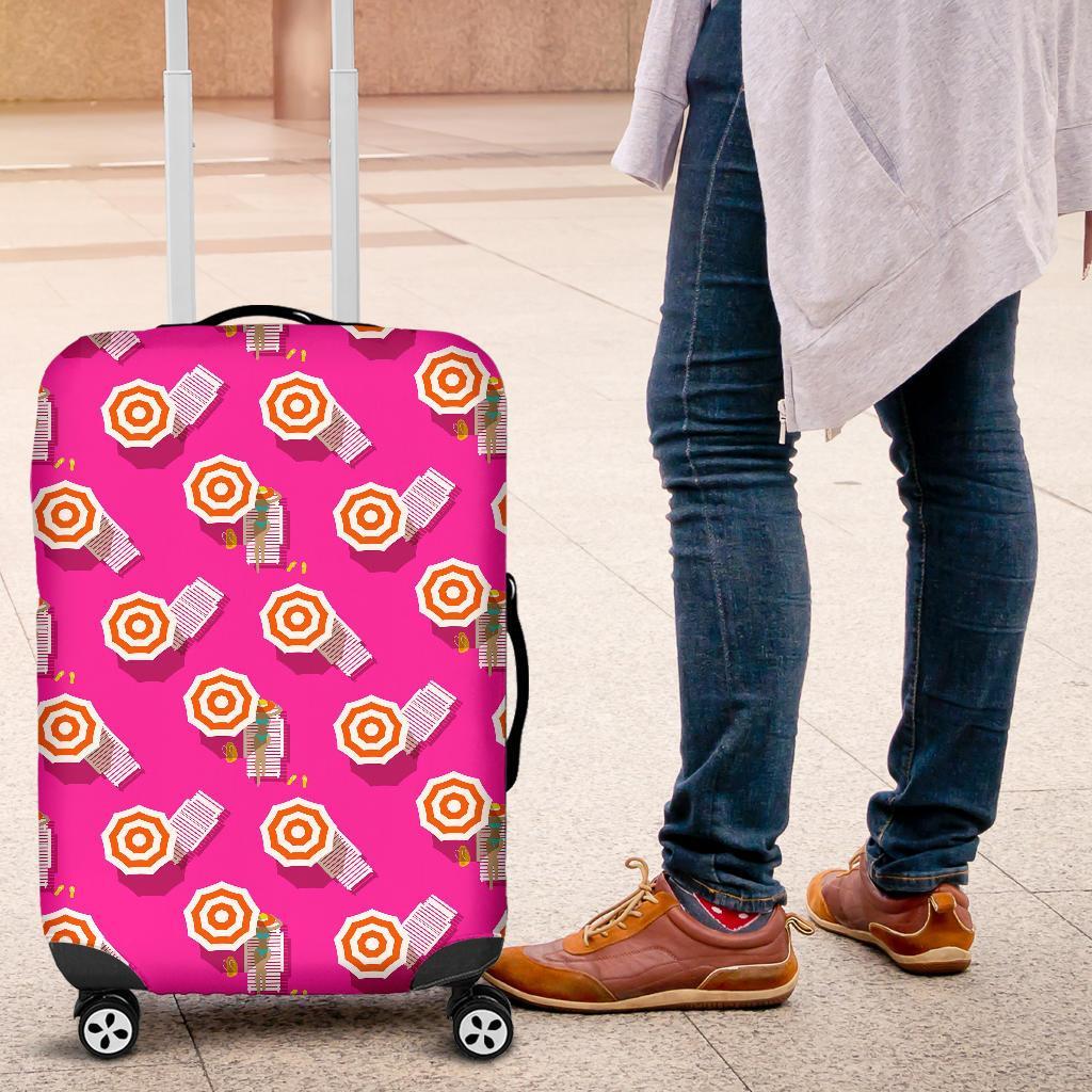 Beach Pink Pattern Print Luggage Cover Protector-grizzshop