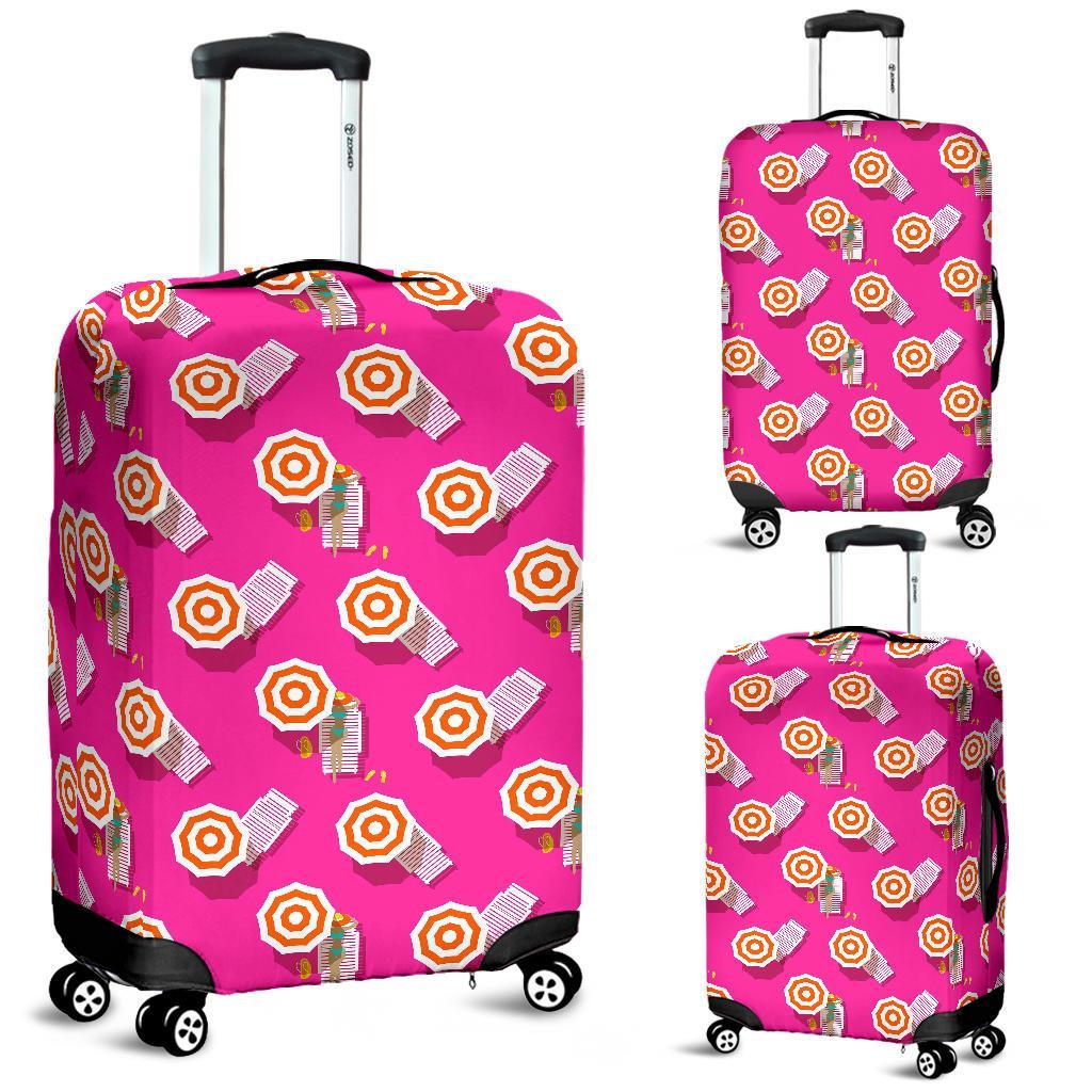 Beach Pink Pattern Print Luggage Cover Protector-grizzshop