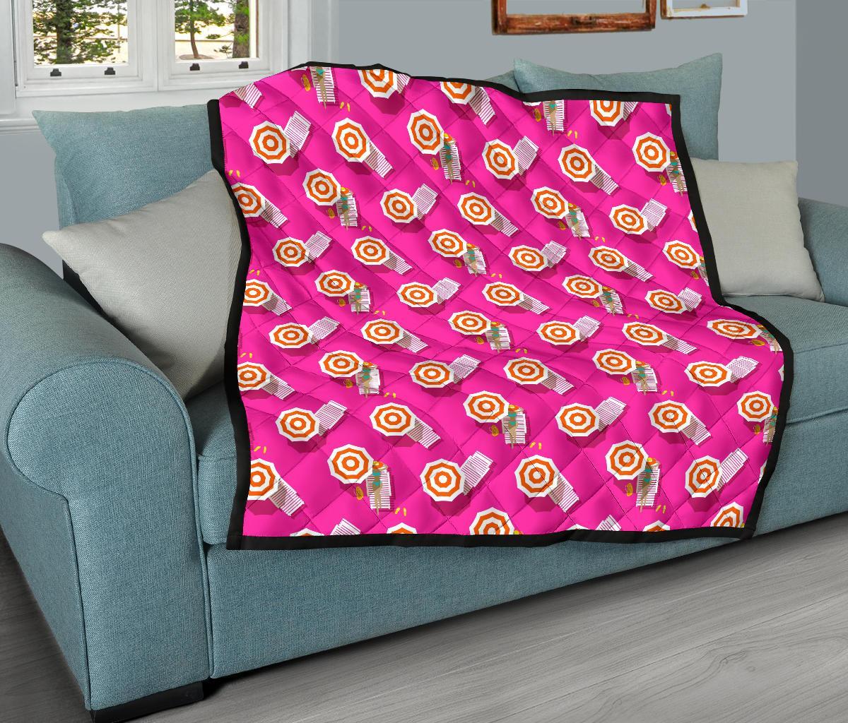 Beach Pink Pattern Print Quilt-grizzshop