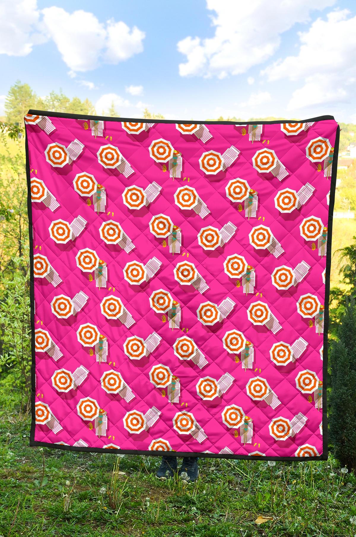 Beach Pink Pattern Print Quilt-grizzshop