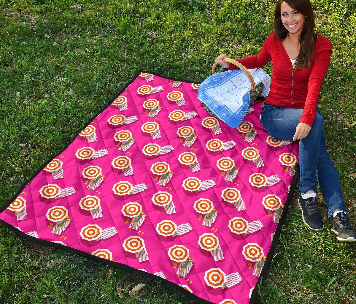 Beach Pink Pattern Print Quilt-grizzshop