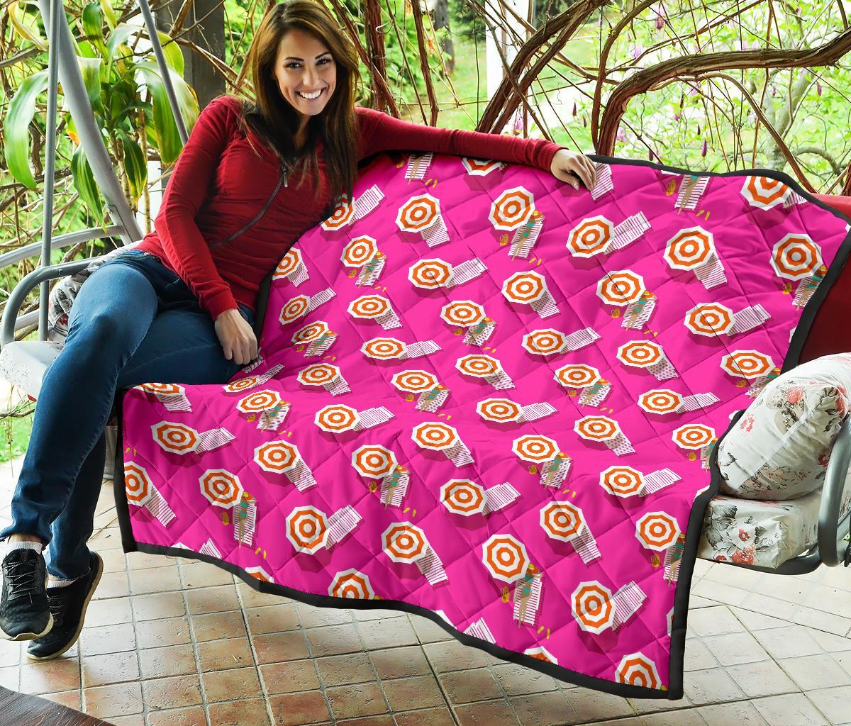 Beach Pink Pattern Print Quilt-grizzshop