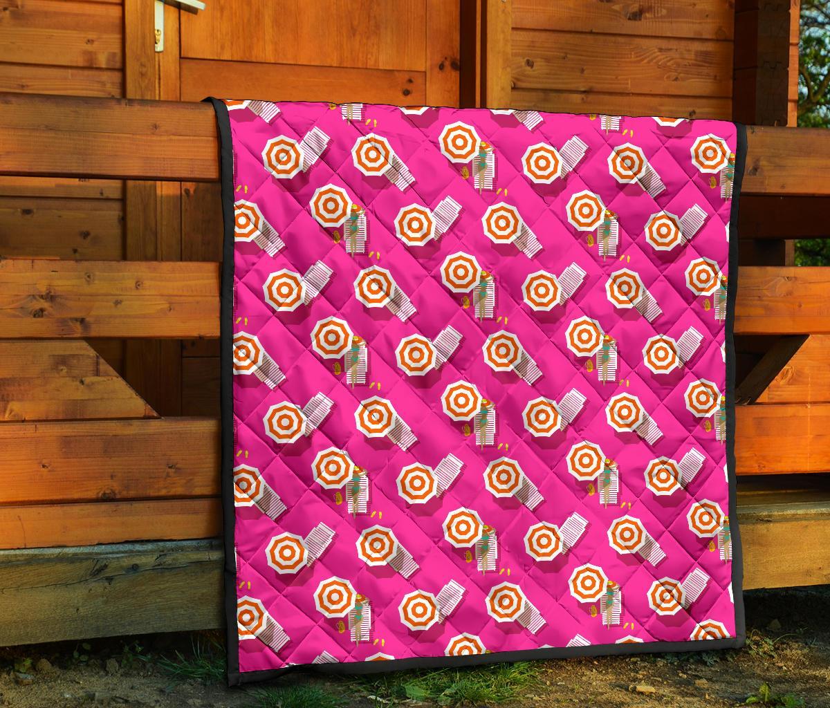 Beach Pink Pattern Print Quilt-grizzshop