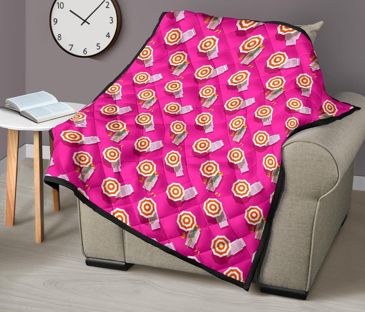 Beach Pink Pattern Print Quilt-grizzshop