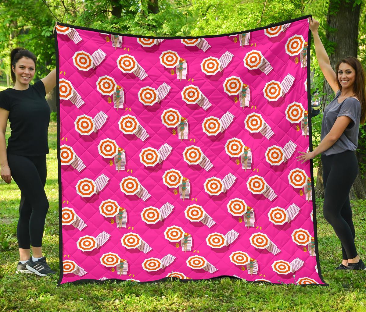 Beach Pink Pattern Print Quilt-grizzshop