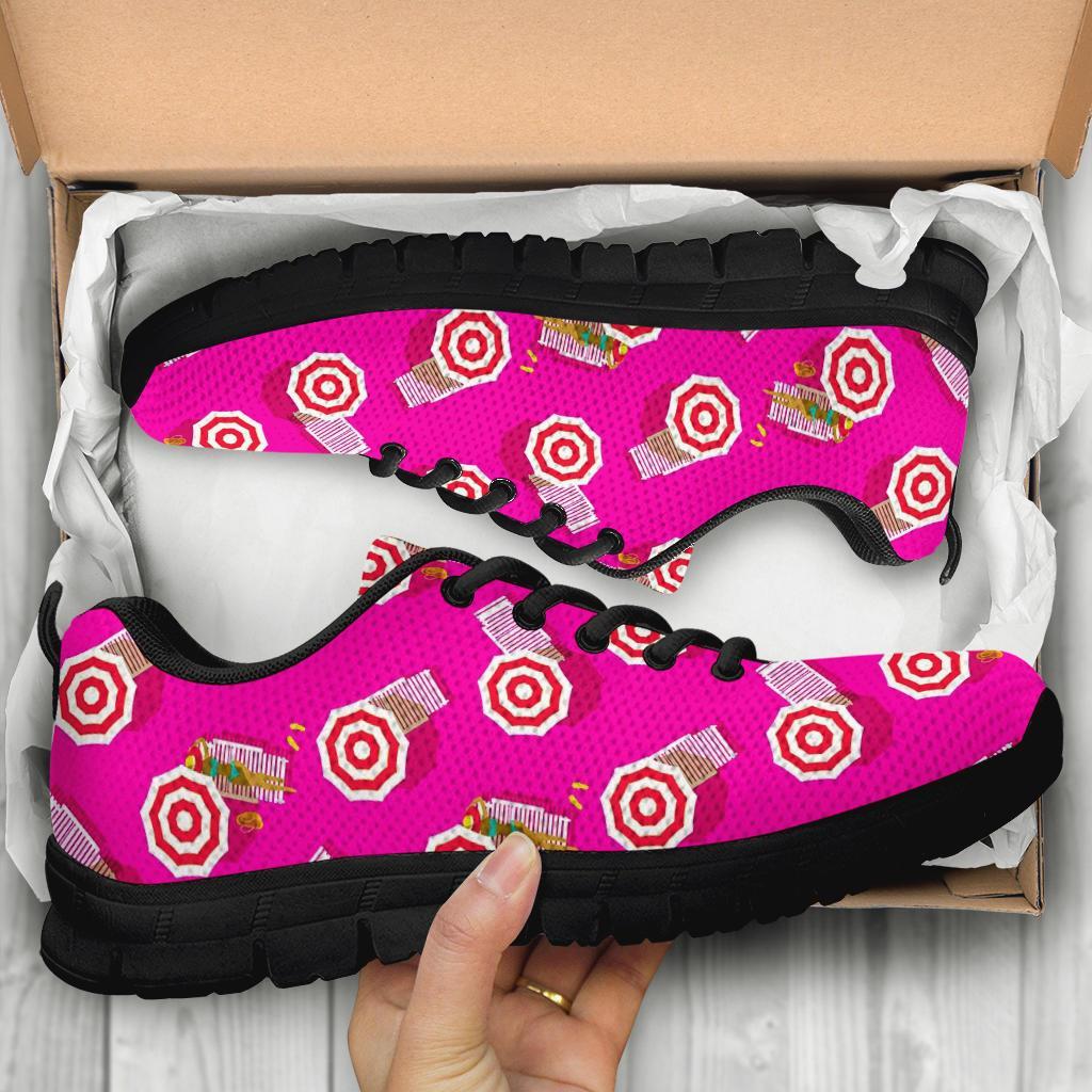 Beach Pink Pattern Print Sneaker Shoes For Men Women-grizzshop