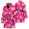 Beach Pink Pattern Print Women Long Robe-grizzshop