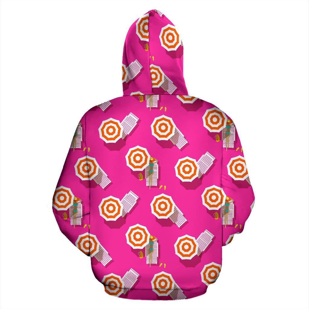 Beach Pink Pattern Print Women Men Pullover Hoodie-grizzshop