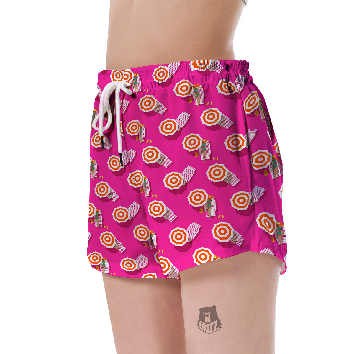 Beach Pink Pattern Print Women's Shorts-grizzshop