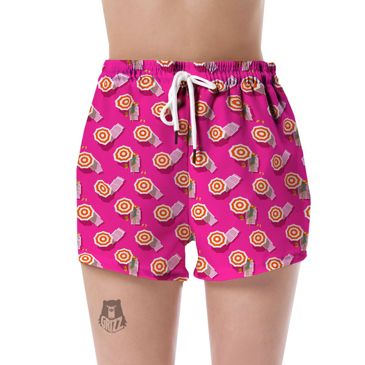 Beach Pink Pattern Print Women's Shorts-grizzshop