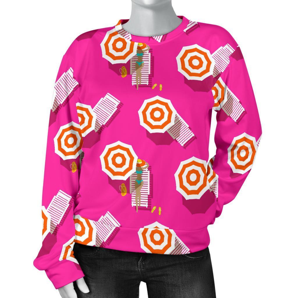 Beach Pink Pattern Print Women's Sweatshirt-grizzshop