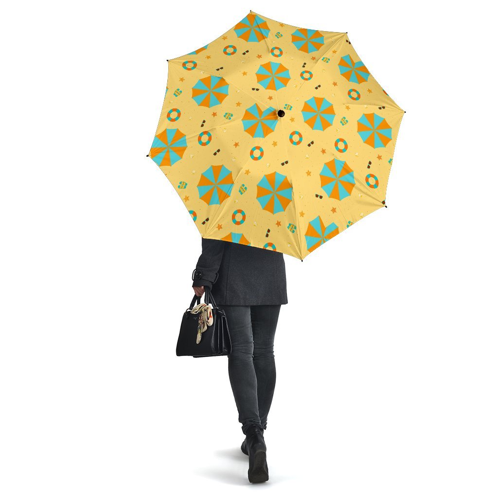Beach Print Pattern Automatic Foldable Umbrella-grizzshop