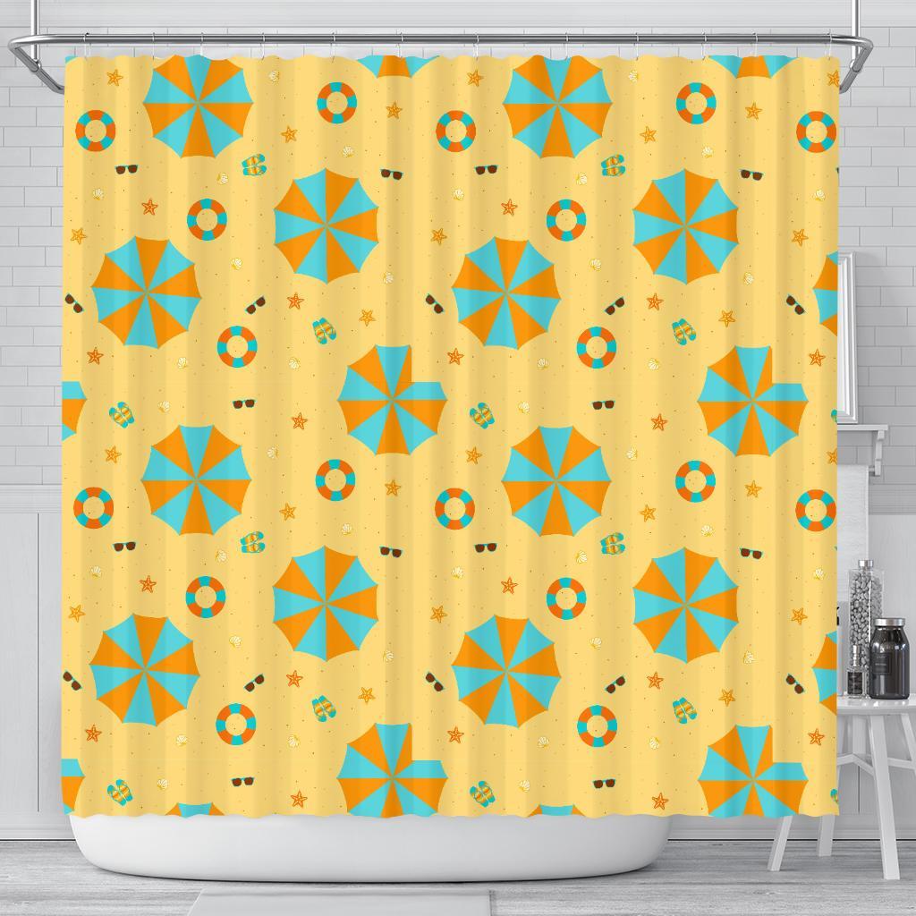 Beach Print Pattern Bathroom Shower Curtain-grizzshop