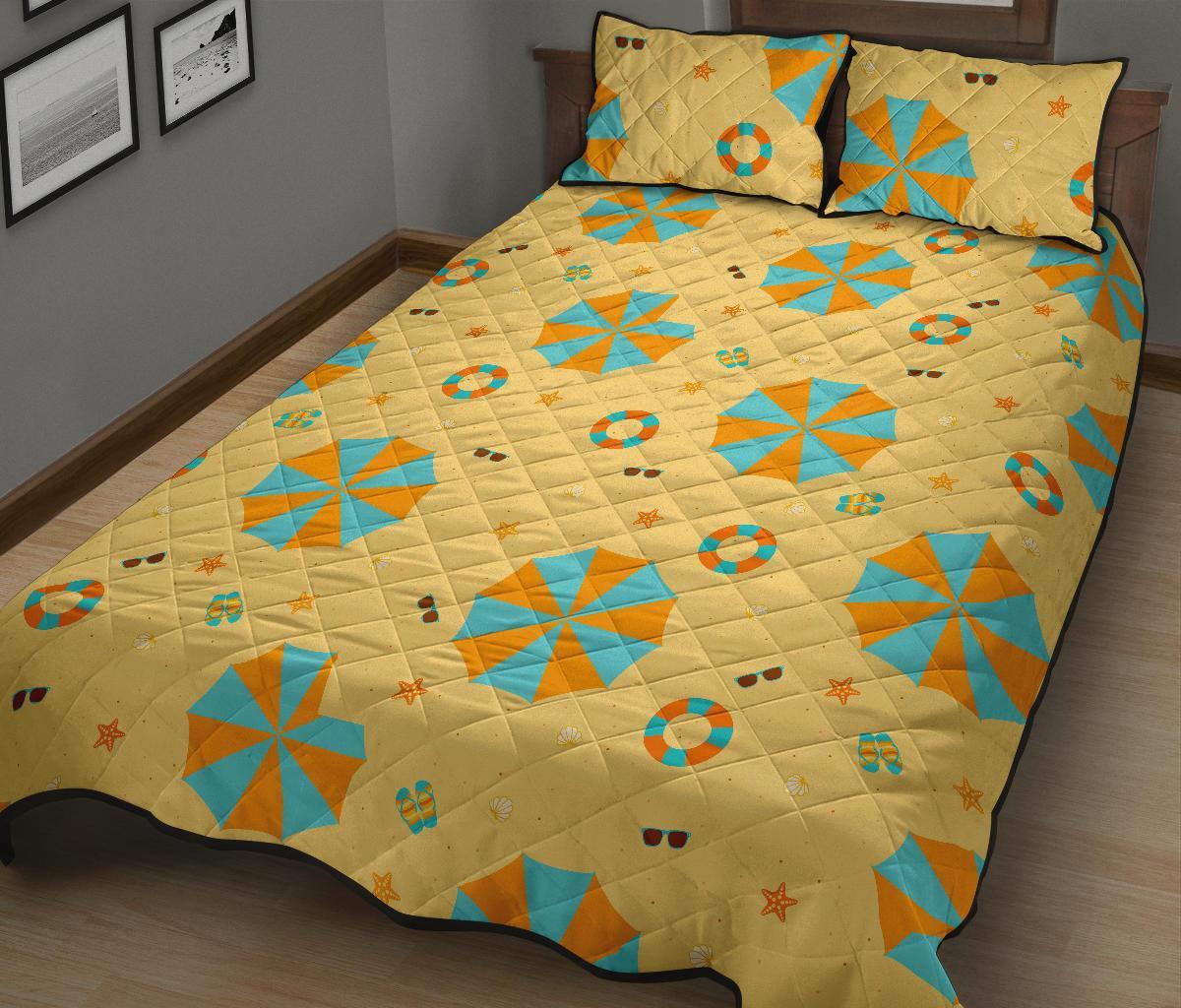 Beach Print Pattern Bed Set Quilt-grizzshop