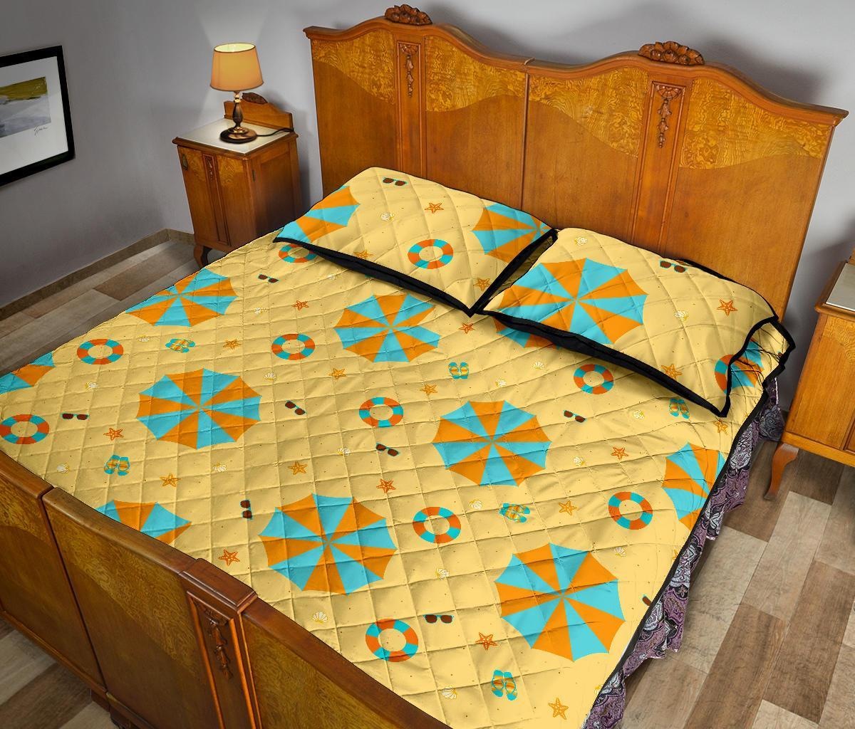 Beach Print Pattern Bed Set Quilt-grizzshop