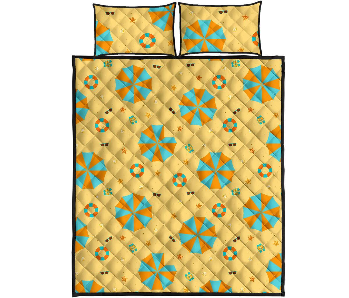 Beach Print Pattern Bed Set Quilt-grizzshop