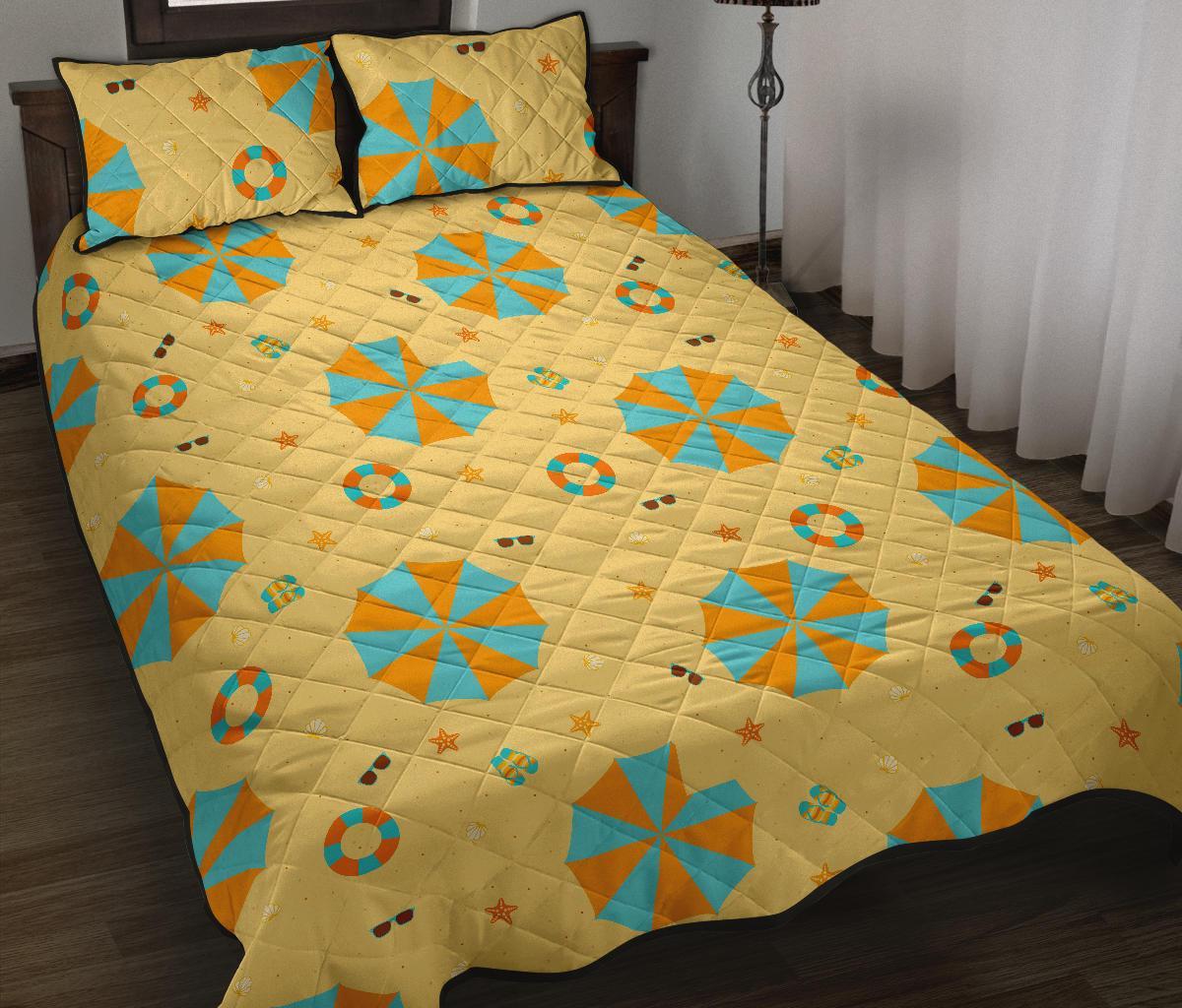 Beach Print Pattern Bed Set Quilt-grizzshop