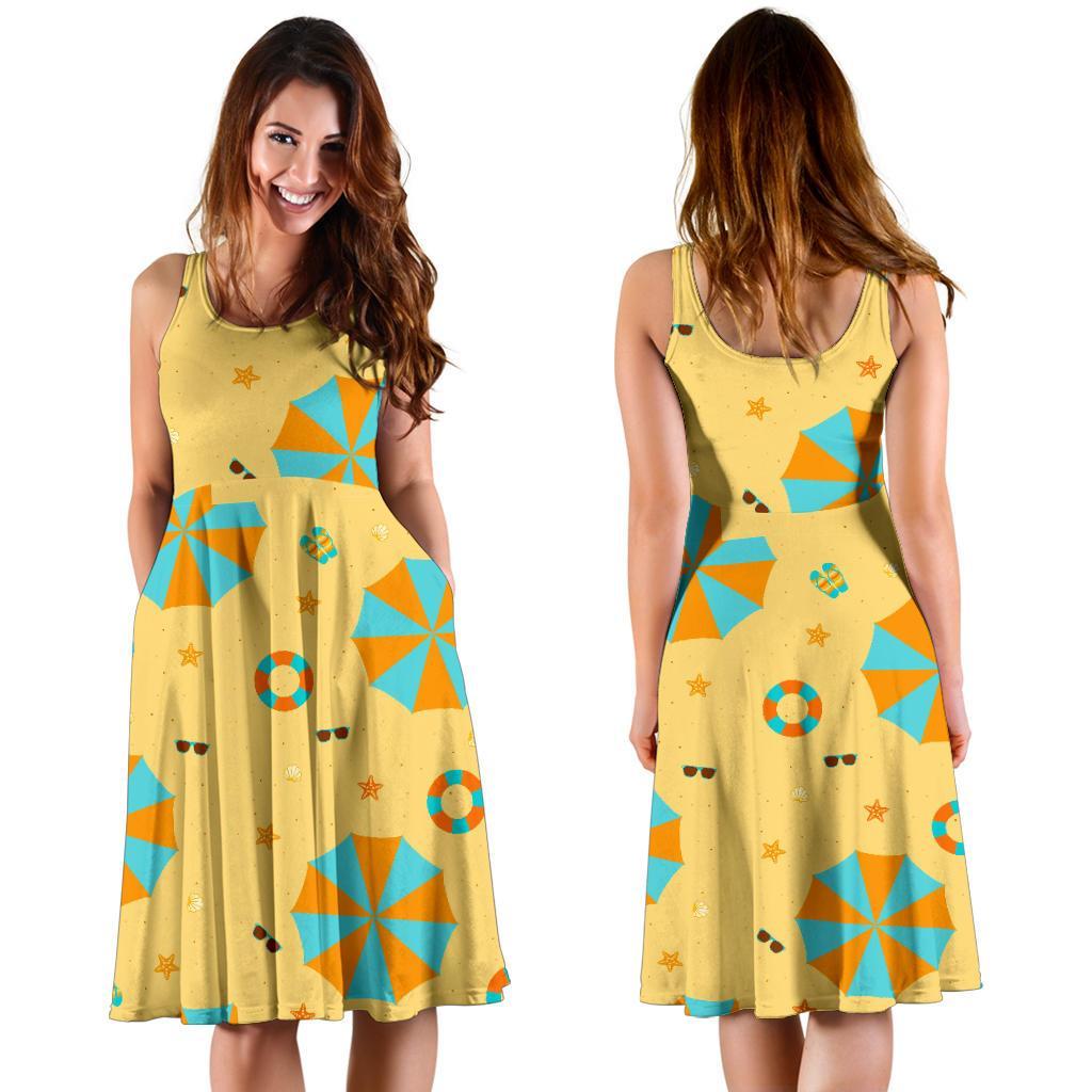 Beach Print Pattern Dress-grizzshop