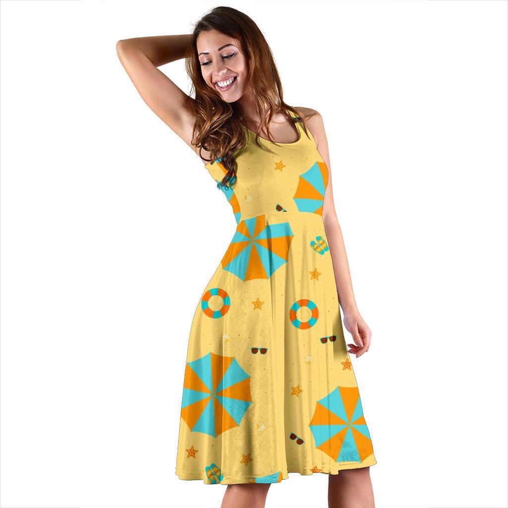 Beach Print Pattern Dress-grizzshop