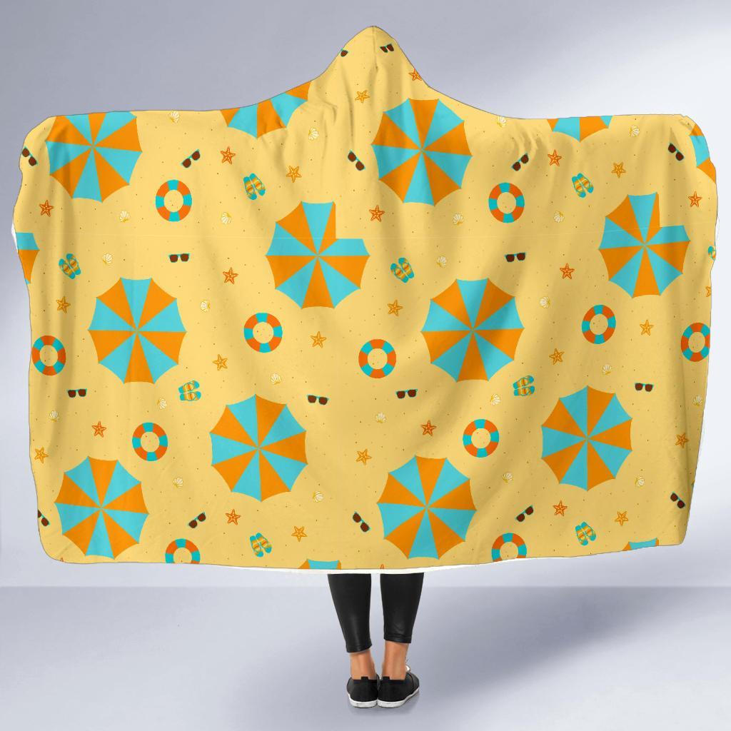 Beach Print Pattern Hooded Blanket-grizzshop
