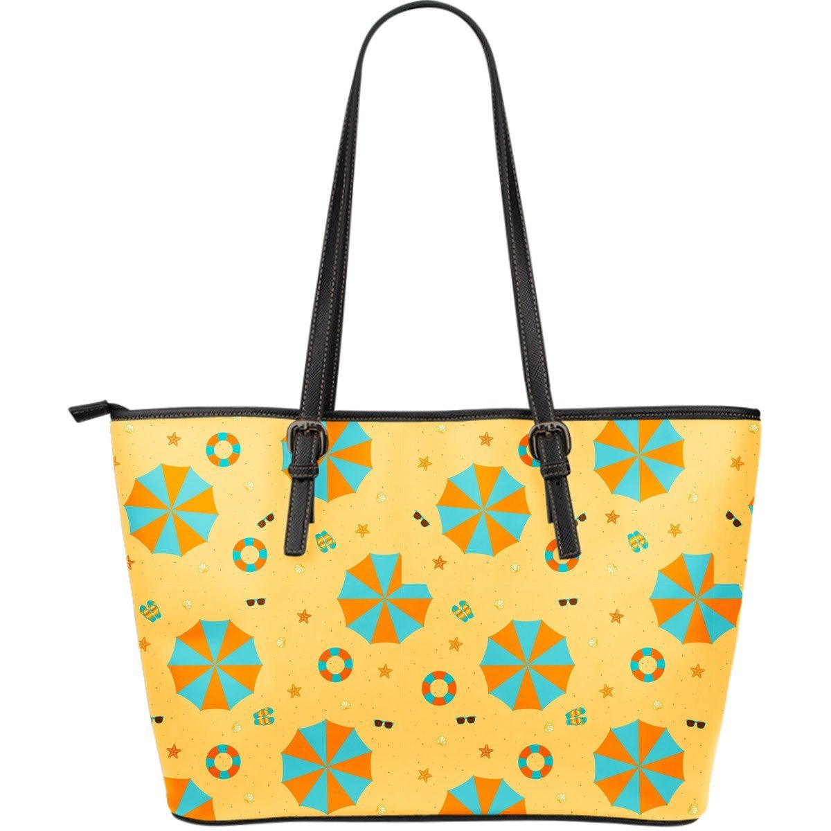 Beach Print Pattern Leather Tote Bag-grizzshop