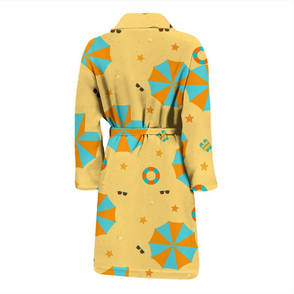 Beach Print Pattern Men Long Robe-grizzshop