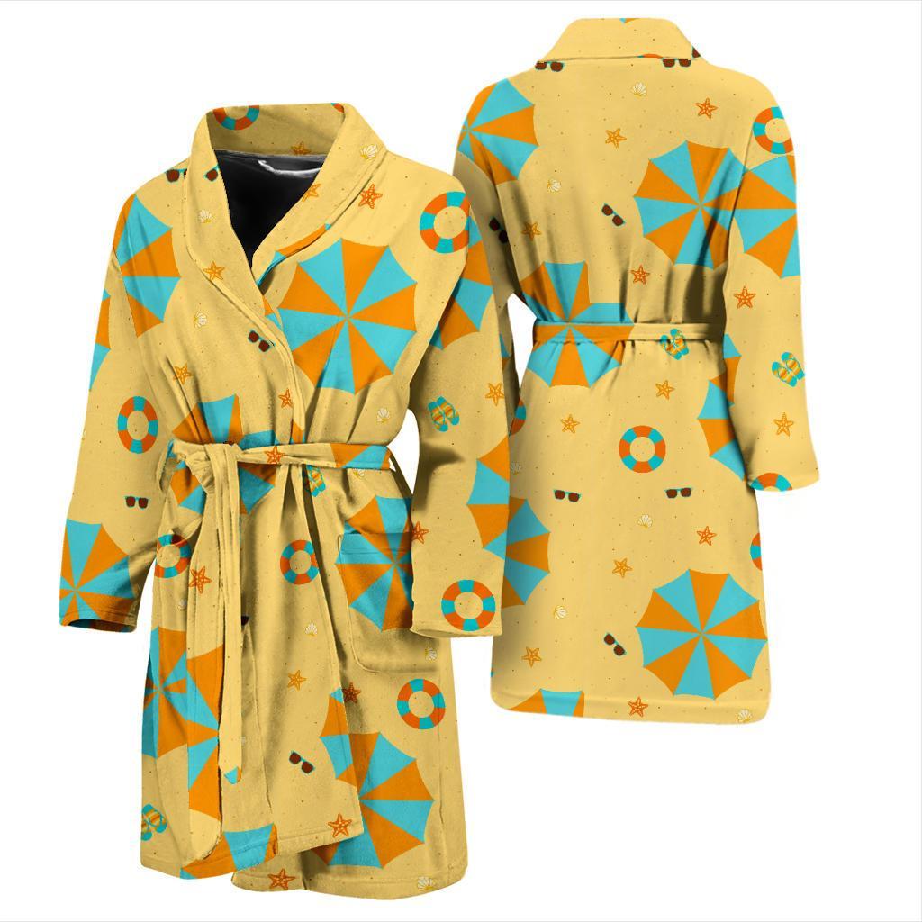 Beach Print Pattern Men Long Robe-grizzshop