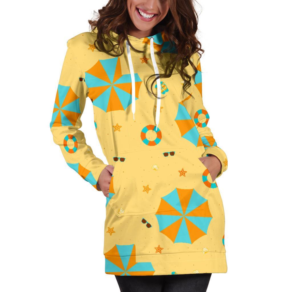 Beach Print Pattern Women Hoodie Dress-grizzshop