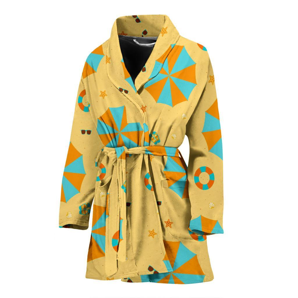 Beach Print Pattern Women Long Robe-grizzshop