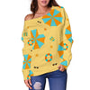 Beach Print Pattern Women Off Shoulder Sweatshirt-grizzshop