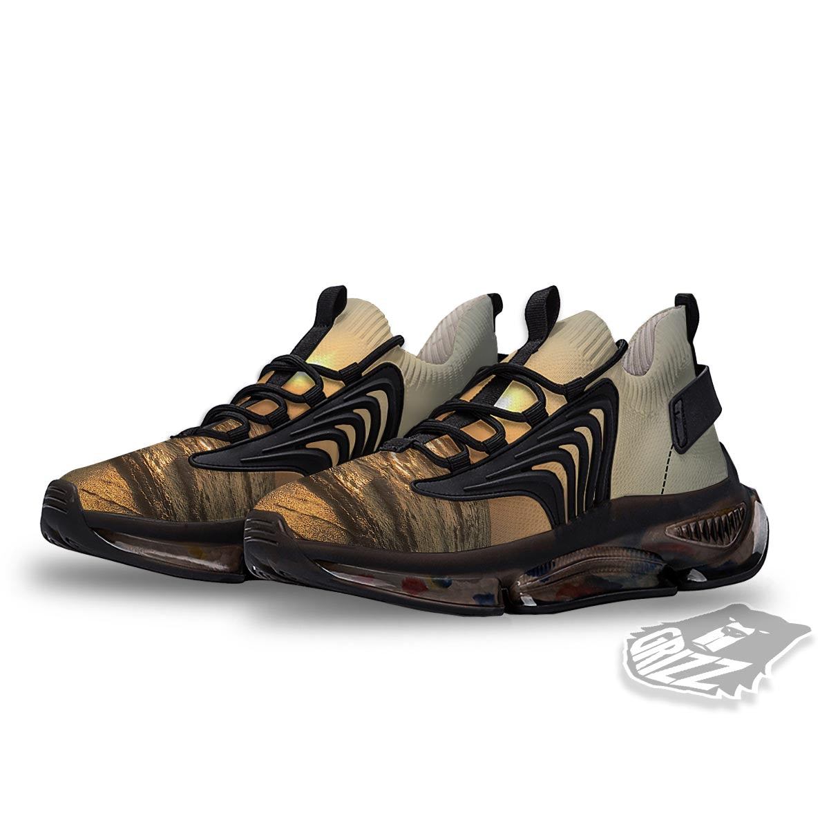 Beach Sunrise Print Black Gym Shoes-grizzshop