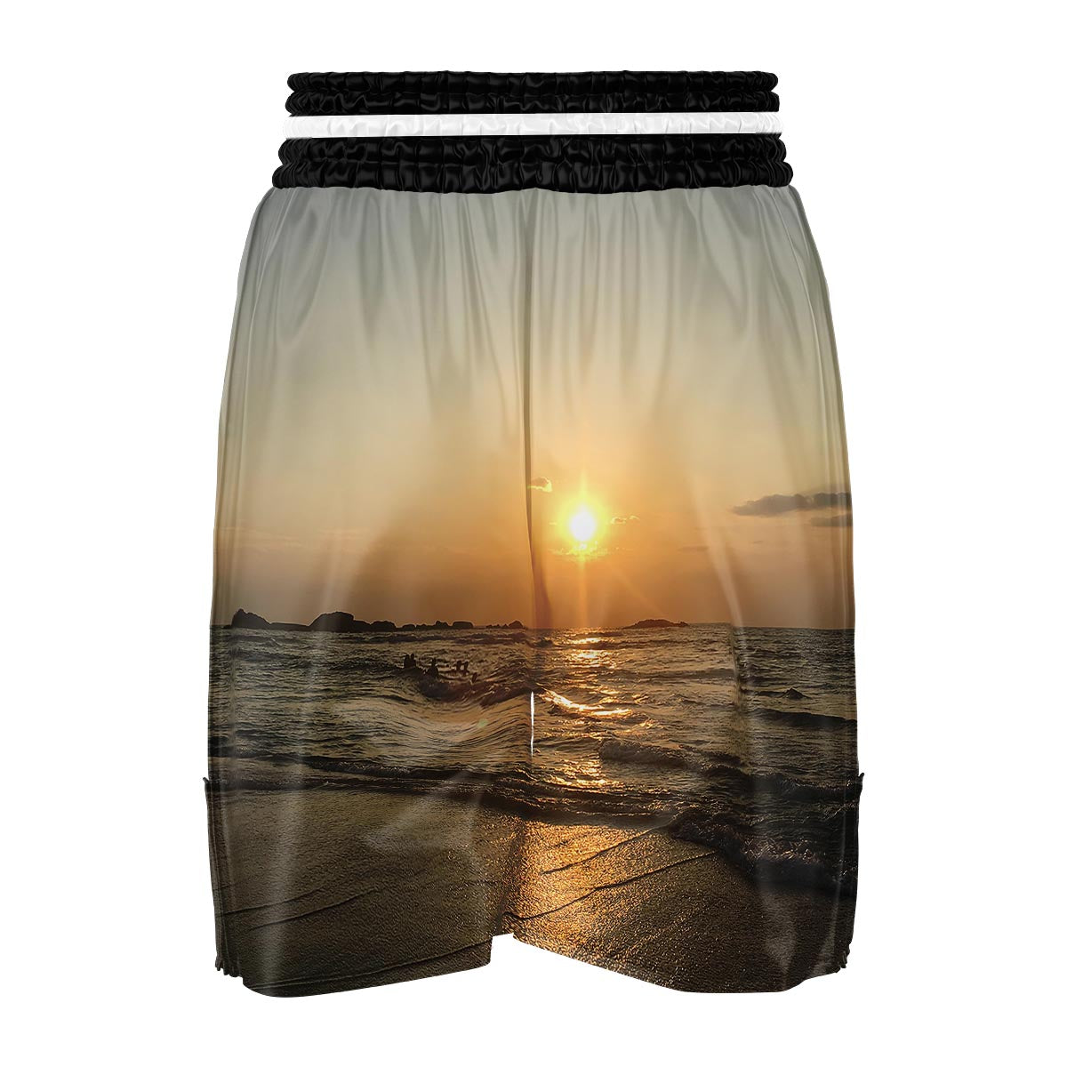 Beach Sunrise Print Boxing Shorts-grizzshop